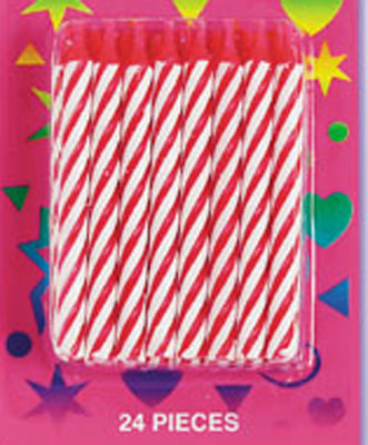 Candy Stripe Candles Red