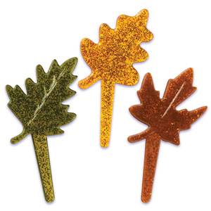 Fall Leaves Glitter Cupcake Picks
