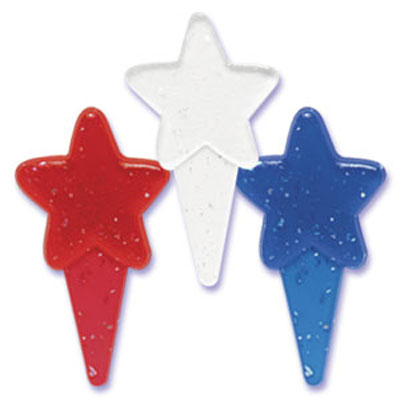 Red, White & Blue Glitter Star Cupcake Picks