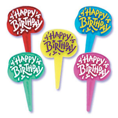 Happy Birthday Jewel Cupcake Picks