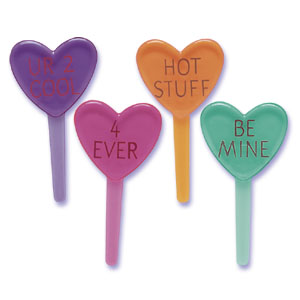 Conversation Heart Jewel Puffy Cupcake Picks