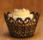 Cupcake Wrappers Black Filigree Design