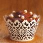 Cupcake Wrappers White Filigree Design