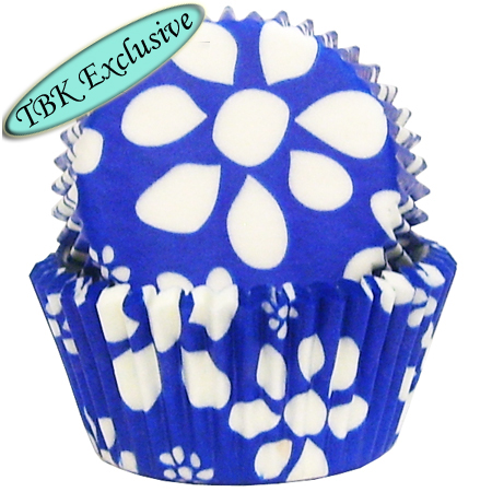 Blue Flower Print Baking Cups