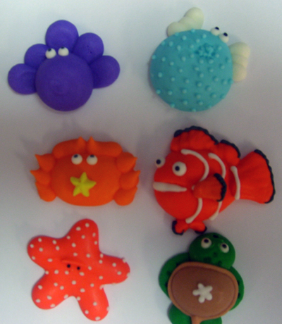 Sea Animals Icing Sugar Decorations 6 ct