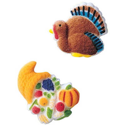 Turkey and Cornucopia Assortment Sugar Decorations