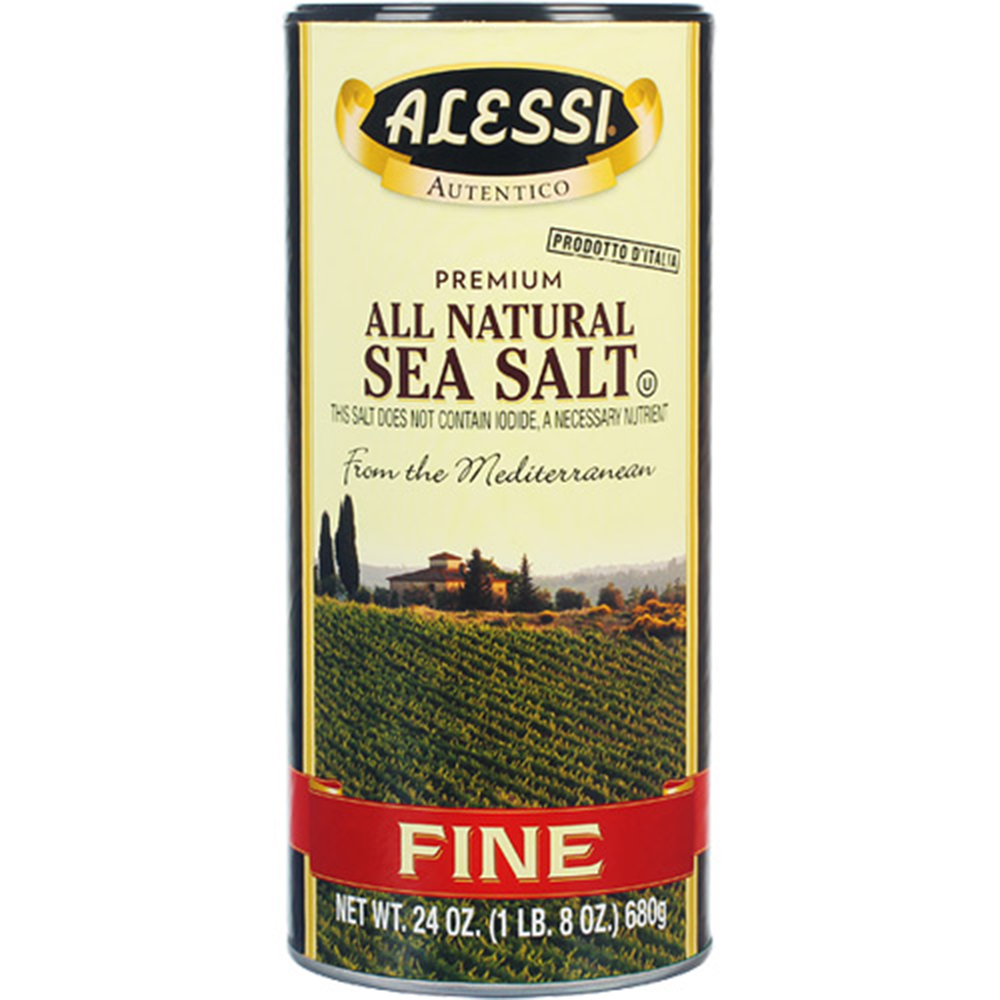 Alessi Premium Mediterranean Fine Sea Salt, 24 oz.