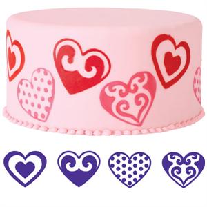 4-Pc. Hearts Cake Stamp Set