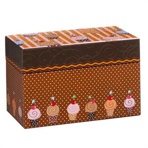 Cupcake Design Recipe Card Box With Cards
