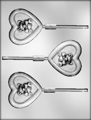 Heart with Teddy Bear Chocolate Sucker Mold