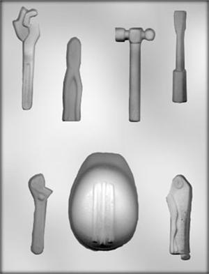 3in Hard Hat With Tool Assortment Chocolate Mold