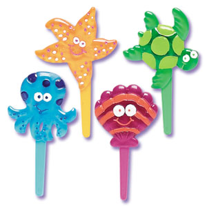 Seashore Friends Jewel Puffy Cupcake Picks