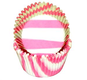 Pink Zebra Stripe Baking Cups