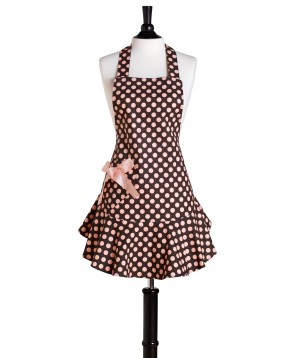 Jessie Steele Brown & Pink Polka Dots Bib Apron