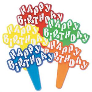 Happy Birthday Bouncy Letters Cupcake Picks