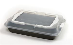Cake Pan w/ Handles and Locking Cover Lid 9 X 13