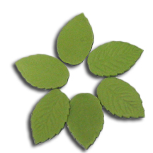 Green Gumpaste Hand Made Rose Leaves - 16 Per Package