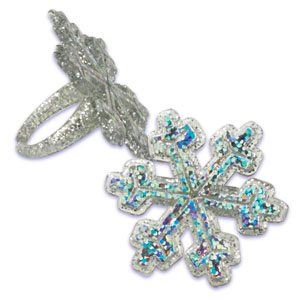 Holographic Snowflake Glitter Cupcake Rings