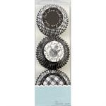 Black & White Flowers & Checks Mini Baking Cups 96 ct.