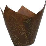 Brown With Gold Swirl Tulip Baking Cups