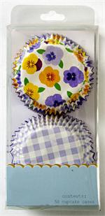Purple Pansies & Checks Baking Cups 48 Ct